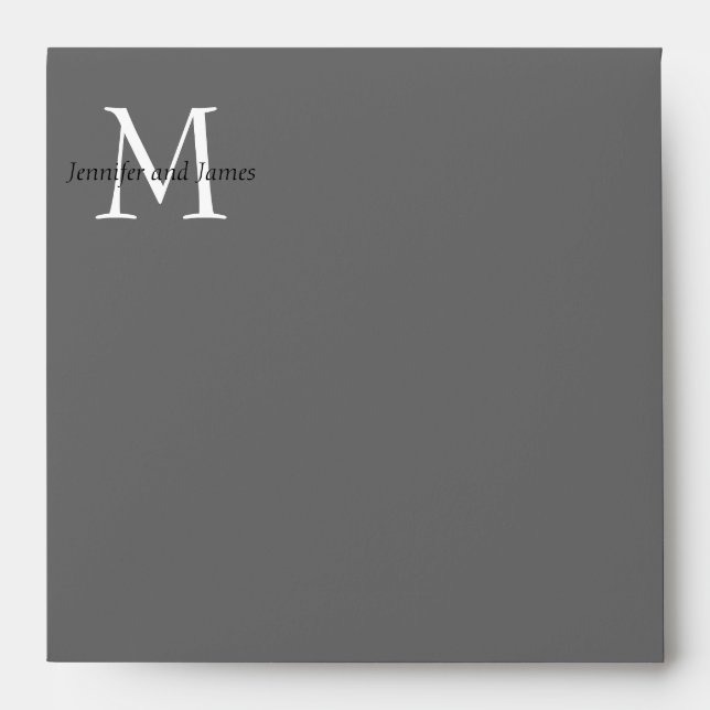 Grey Monogram Wedding Invitation Envelopes (Front)