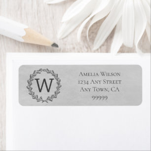 Grey Monogram Wreath Address