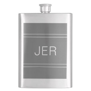 Grey Monogrammed Initials Personalised Drink Hip Flask