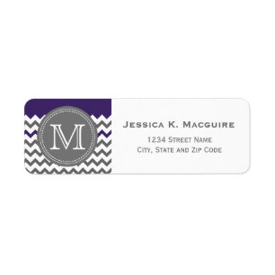 Grey Monogrammed Purple Chevron