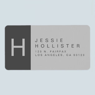 Grey Monogrammed Return Address Label