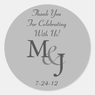Grey Monogrammed Wedding Favour Gift Labels