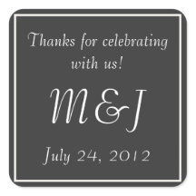Grey Monogrammed Wedding Favour Label Stickers