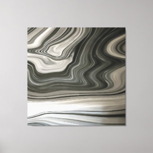 Grey Monotone Artistic Acrylic Pour Abstract Canvas Print
