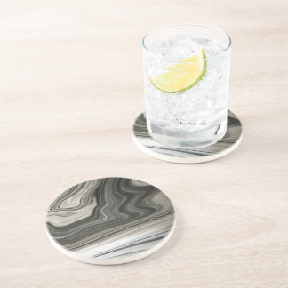 Grey Monotone Artistic Acrylic Pour Abstract Coaster
