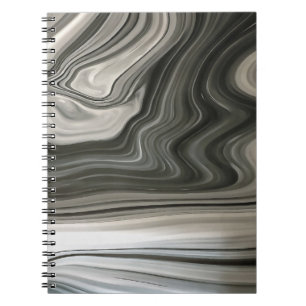 Grey Monotone Artistic Acrylic Pour Abstract Notebook