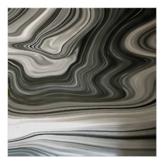 Grey Monotone Artistic Acrylic Pour Abstract Poster
