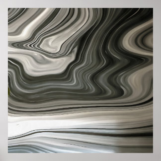 Grey Monotone Artistic Acrylic Pour Abstract Poster