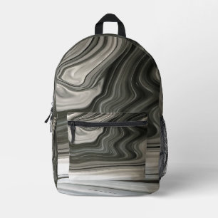 Grey Monotone Artistic Acrylic Pour Abstract Printed Backpack