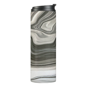 Grey Monotone Artistic Acrylic Pour Abstract Thermal Tumbler