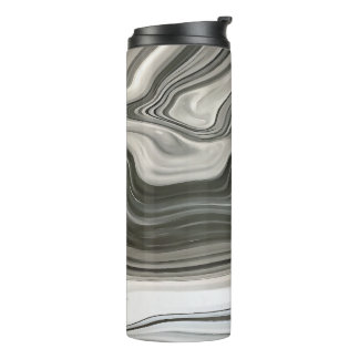 Grey Monotone Artistic Acrylic Pour Abstract Thermal Tumbler