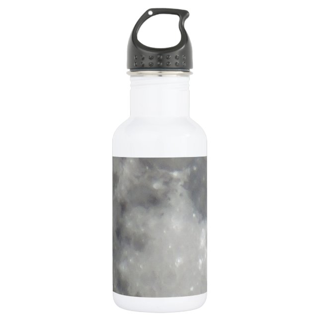 Grey moon in black sky 532 ml water bottle (Front)