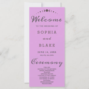 Grey Moon Phases Plum Purple Wedding Program