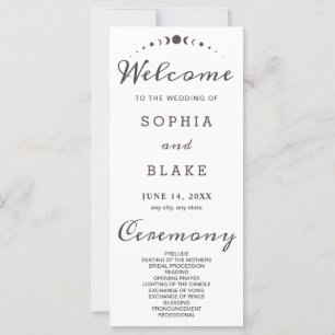 Grey Moon Phases White Wedding Program