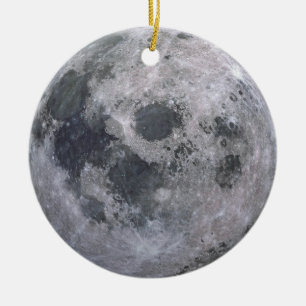 Grey moon photo ceramic tree decoration