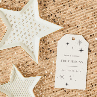 Grey Moon & Stars Celestial Wedding Favour Gift Tags