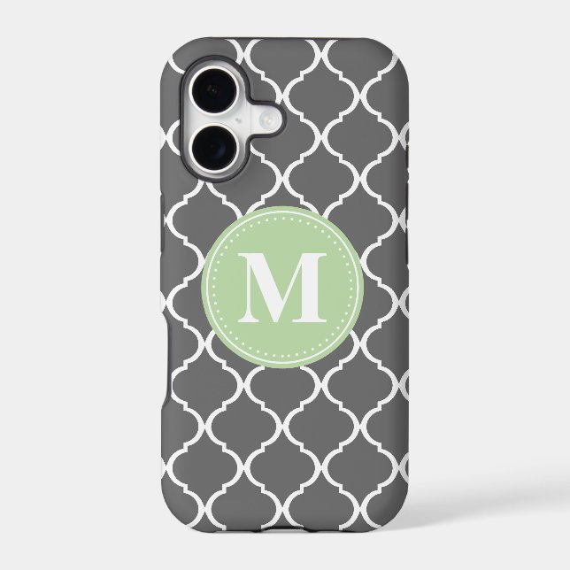 Grey Moroccan Lattice Mint Monogram (Back)