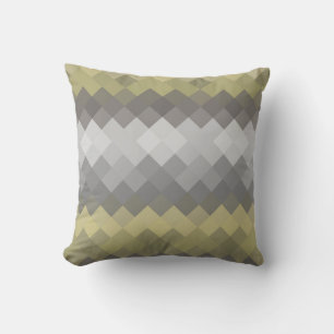 Grey Mosaic Diamond Geometric Pattern Cushion