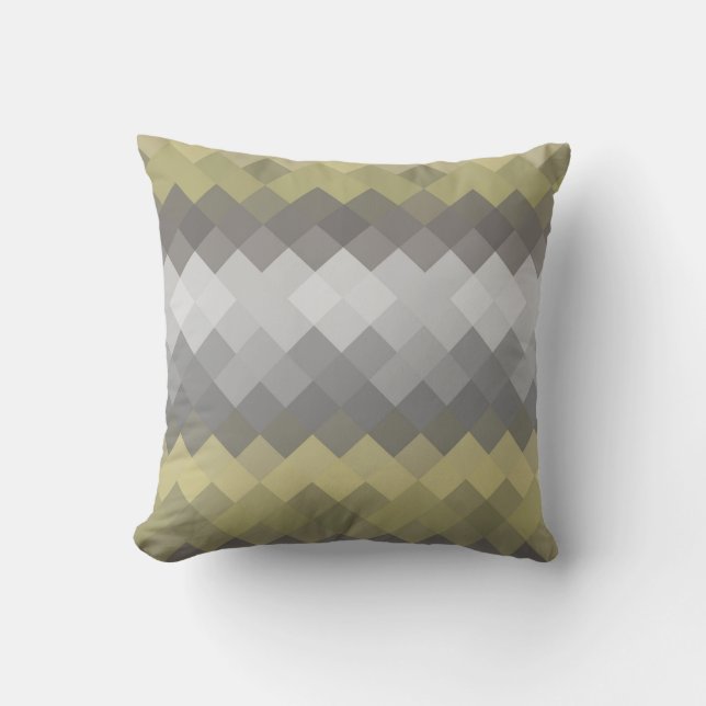 Grey Mosaic Diamond Geometric Pattern Cushion (Front)