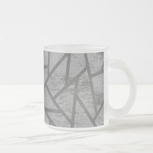 Grey mosaic pattern frosted glass coffee mug (Right)