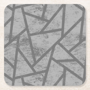 Grey mosaic pattern square paper coaster