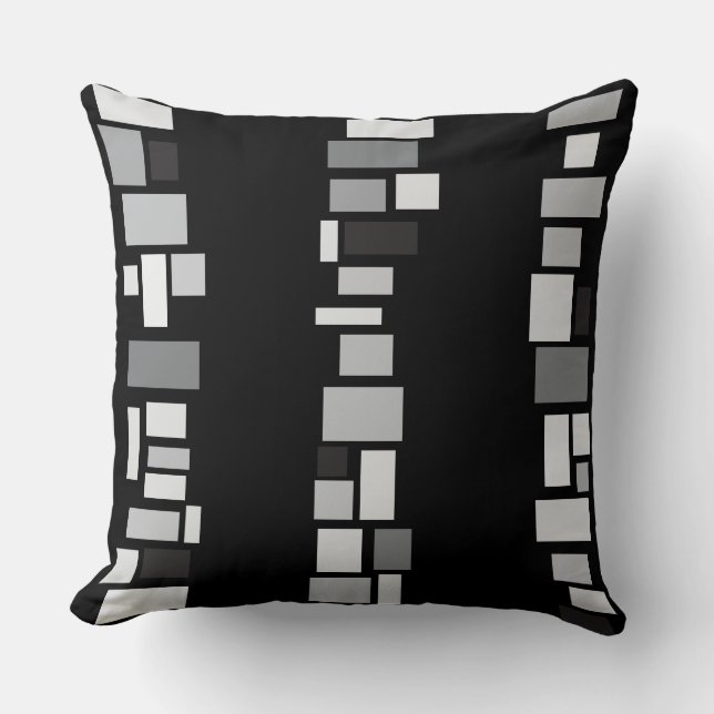 Grey MOSIAC TILES DESIGN Retro Throw Pillow (Front)