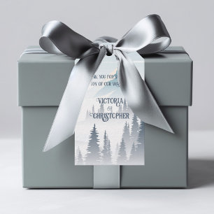 Grey Mountain Fog Forest Wilderness Winter Wedding Gift Tags