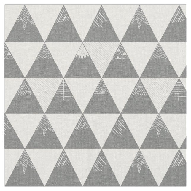 grey mountain triangles fabric (Close Up)