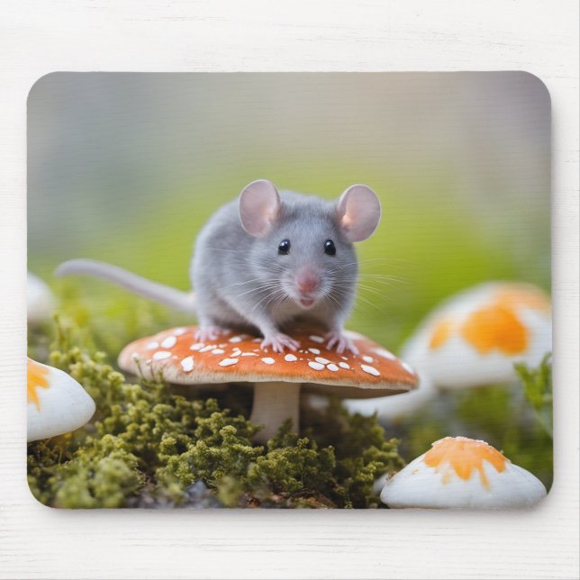 Grey Mouse On Toadstool Mat (Front)
