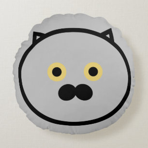 Grey moustache cat pillow