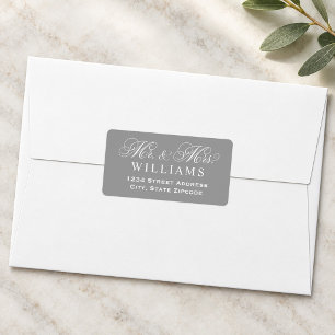Grey Mr and Mrs Script Wedding Address Label