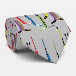Grey Multi Colour Hockey Goalie Sticks Tie
