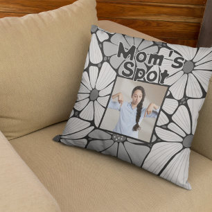 Grey Mum's Spot Couch Photo Mother's Day Gift Cushion