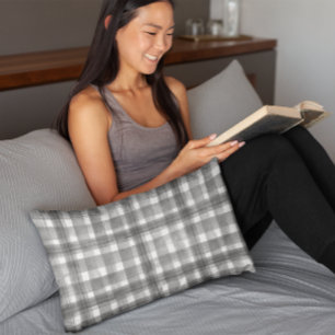 Grey n White Watercolor Gingham Chequered Pattern Pillowcase