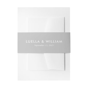 Grey Name and Wedding Date Invitation Belly Band