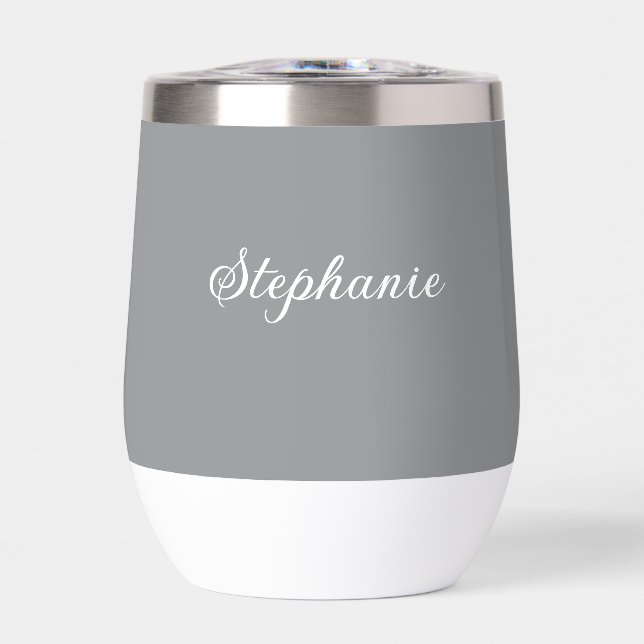 Grey Name Modern Elegant Monogram Boho (Front)