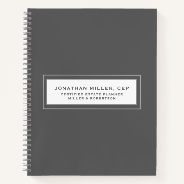 Grey Name Title Company Business Notebook (Front)