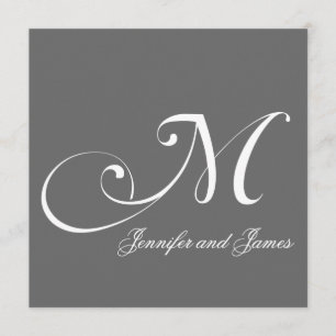 Grey Names Monogram M Wedding Invitations