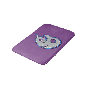 Grey Narwhal Whale With Spots Ink Drawing Design Bath Mat