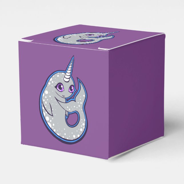 Grey Narwhal Whale With Spots Ink Drawing Design Favour Box (Front Side)