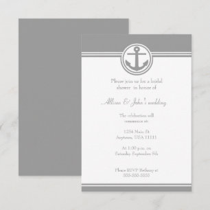 Grey Nautical Anchor Bridal Shower Invitation