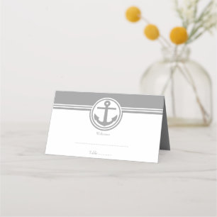 Grey Nautical Anchor Reception Place Card