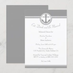 Grey Nautical Anchor Rehearsal Dinner Invite