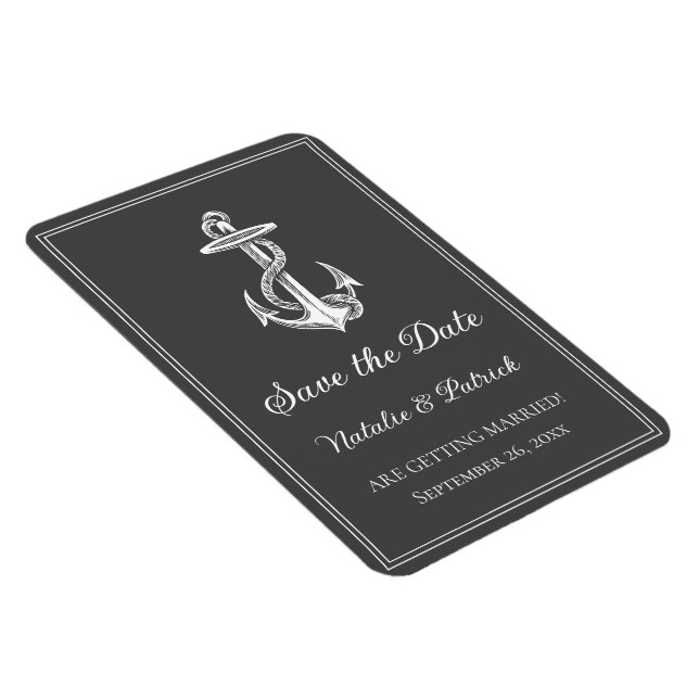 Grey Nautical Anchor Save the Date Magnet (Right Side)
