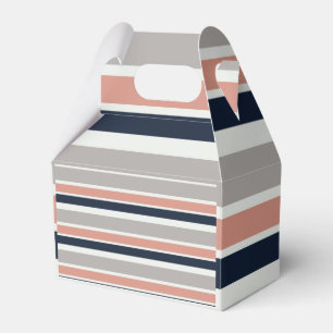 Grey Navy Blue Pink Coastal Stripes Favour Box