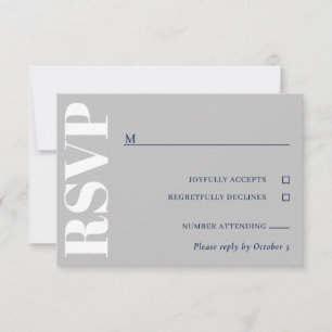Grey Navy White Wedding RSVP