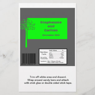 Grey/Neon Green Tree Wedding Large Candy Wrapper