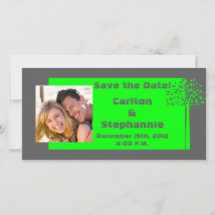 Grey/Neon Green Tree Wedding Photo Announcement