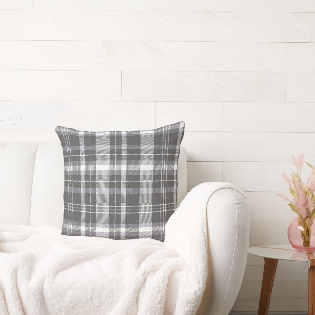 Grey Neutral plaid design Cushion (Couch)
