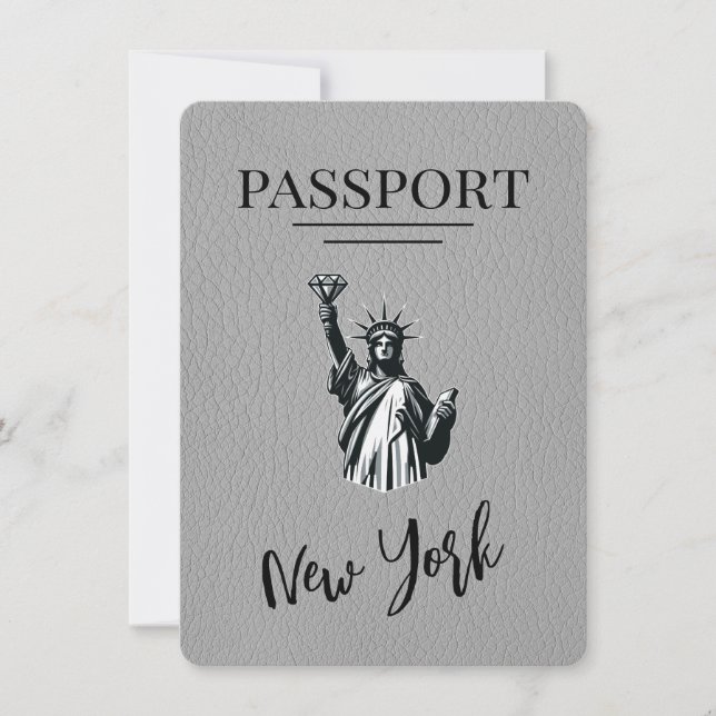 Grey New York City Passport Save The Date (Front)